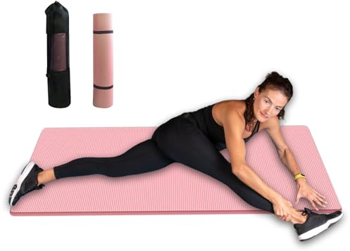 Estera de yoga gruesa – Alfombra de ejercicio de gimnasia en casa de 15 mm, cojín de relleno estable, capa de espuma de alta densidad, de almacenamiento ligera y fácil de transportar | Para