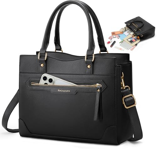 RAINSMORE Bolso de Mano Mujer, Cartera Elegante Piel para Trabajo y Viaje