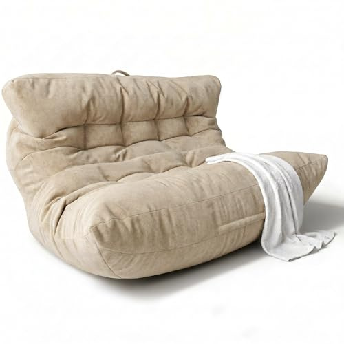 Aiire Puff Exterior Jardín Moderno - Sillón Puf XXL con Relleno Incluido de Diseño Terraza o Piscina - Outdoor Bean Bag Chair - Sofa Puff Gigante para 2 Personas Gris Oscuro