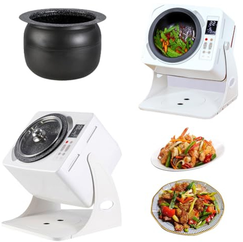 Automatisk matlagningsmaskin, 6 L multifunktionell omrörningsfrite, 2 500 W, 360° roterande elektromagnetisk uppvärmning, avstängningsskydd, start med ett klick, för omrörningsstekning, stuvning