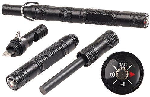 PEARL Ewiges Streichholz: 3in1-Feuerstarter, Notfall-Pfeife & Kompass im Aluminium-Gehäuse, 21 g (Survival-Feuerzeug, Magnesium-Anzünder, Grill)