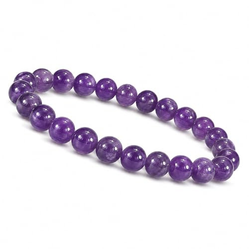 Unique Gems Damen Perlenarmband Amethyst – 8mm Naturstein Chakra Armband elastisch – Handgefertigtes Heilstein & Energiearmband – Made in Germany
