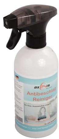 Axis Line Antibeschlagspray 500 ml für Helmvisier, Brille & Glas | Visierreiniger mit Antistatik-Schutz gegen Schmutz. Klare Sicht ohne Streifen für Motorradvisiere, Plexiglas & Duschkabine.