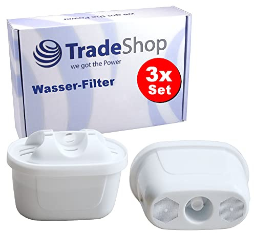 Trade-Shop Lot de 3 filtres à eau de rechange pour AquaCrest AQK-07, Anna Duomax, Bosch Tassimo, AmazonBasics, etc. Pour carafes filtrantes à eau