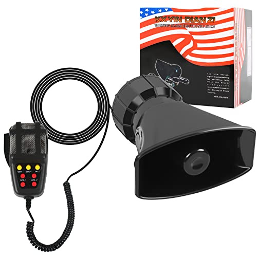 TIHOOK 12 V siren, 7-ton ljudhorn, bil sjöjungfruhögtalare, nödförstärkare larmpet, högtalare, 12 v horn, megafon med siren och mikrofon