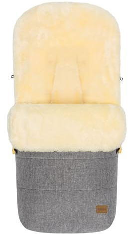 Fillikid Lammfellfußsack Bernina für Kinderwagen, Buggy | Winterfußsack wind- & wasserabweisend | Warmer Fußsack Oberteil abnehmbar, echtes Lammfell herausnehmbar | Baby Fußsack ab 0 Monate