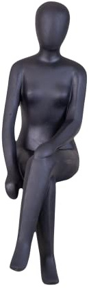 IDYL Moderne Skulptur Figur Sandsteinguss Sitting Women | wetterfest | Farbe schwarz | 13x15x50 cm | Dekorationsfigur für jeden Wohnbereich