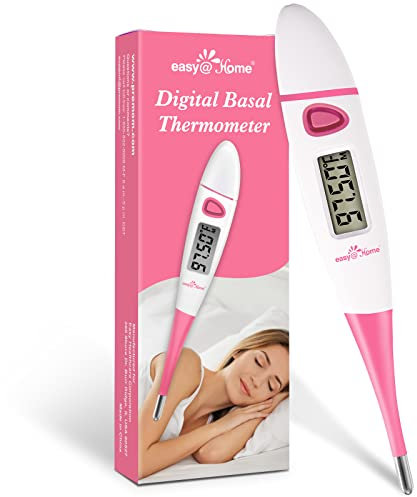 Easy@Home Basalthermometer zur Zykluskontrolle: Basaltemperatur Thermometer Kinderwunsch Fruchtbarkeitsthermometer für Fruchtbarkeit- und Eisprung-Tracking mit Intelligent Premom APP (Rosa)
