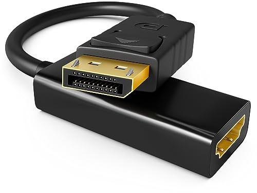 HB-DIGITAL DisplayPort 1.1 Adapter DP Stecker auf HDMI Buchse 4K2K Auflösung 10,2 Gbit/s HDR vergoldete Kontakte Umwandler - Grafikkarte PC Monitor IPTV Box HDTV 1080p schwarz