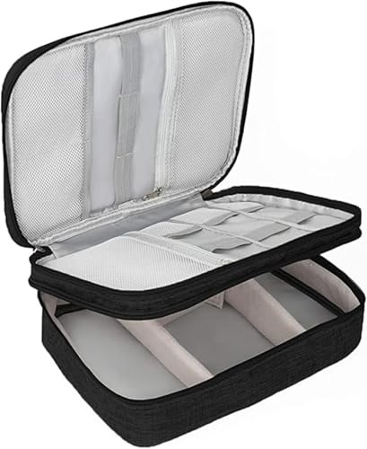 Bolsa Cables, 3 Capas Organizador Cables Viaje Estuche Cables, 300D Impermeable Gran Capacidad Bolsa Viajes Accesorios Universal Gadget Pouch, para Auriculares Cargador USB Disco Duro(Negro)