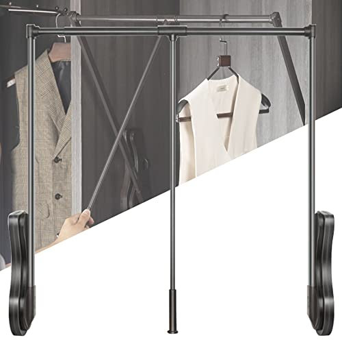 DYK&NX Kleiderlift verstellbar, Kleiderlift für Schrankbreite, Kleiderstange ausklappbar, Aluminium, platzsparend, Tragkraft 30 kg, für die Schlafzimmertoilette (Grey : B, Size : 700-900 (mm))
