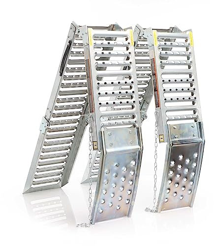 XPOtool 2X Auffahrrampe 200 cm max. 800 kg für ATV Motorrad Quad, Stahl Auffahrschiene faltbar, Verladerampe rutschsicher