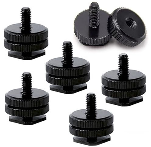 Camera Hot Shoe Mount to 1/4-20 Tripod Screw Adapter, Flash Shoe Mount for DSLR Camera Rig (Pack of 6)