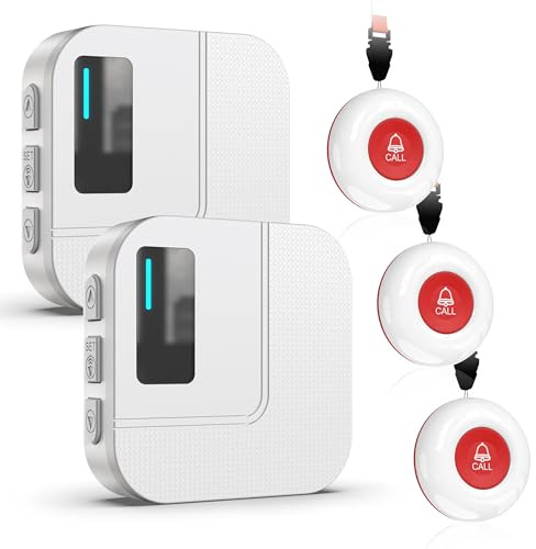 DAYTECH Tuya WiFi Smart Call Button,Wireless Panic Button Linked To Phone, Personal Alarm for Elderly, 3*Call Button, 1*WIFI Receiver,Supports Tuya 2.4GHz Wi-Fi,NO FEES