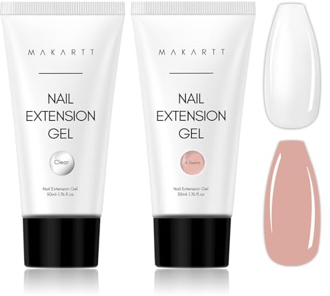 Makartt Poly Nail Gel Starter Set Nude & Clear for Beginner DIY 2×50ML