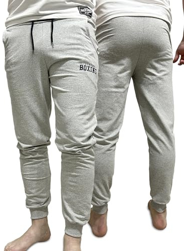 XTREME BOXING - Pantaloni della Tuta Lunghi, Joggers in Cotone Leggero per Uomo, Sportivi Leggeri Ideali per Casa, Palestra, Corsa, attività Sportiva, Jogging e Tempo Libero XP200 (L, Grigio)