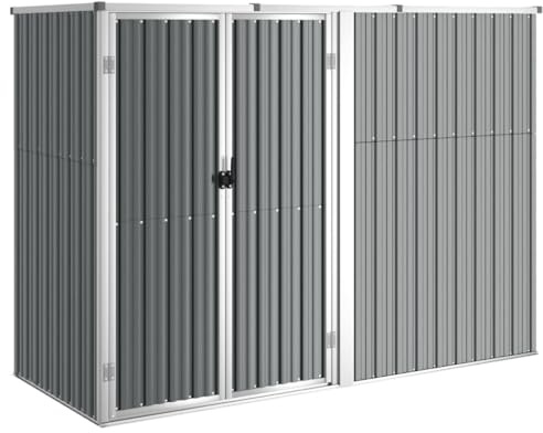 Abri de Jardin en Métal Abri à Outils, Vie en extérieur, Structures extérieures, Cabanes abris de Jardin, Abri de Rangement Extérieur Maison de Jardin, Gris 225x89x161 cm