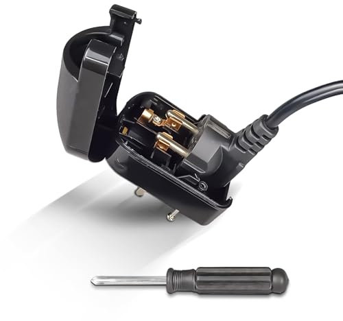 Euro Earthed to UK Converter Plug, OFOAEEA Converter Plug, EU to UK Plug, European to UK Plug Adaptor, Pin Converters with Screwdriver, Euro Earthed to UK Earthed (13A, Black)