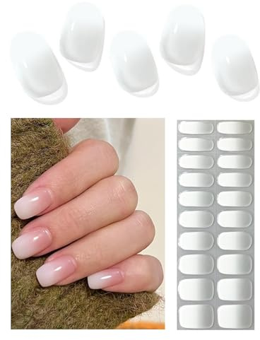 Wahrshei Autocollant Ongles Gel UV, 20 pcs Ombre Transparente Stickers Ongle Gel Semi-durci Bandes d'ongles Autoadhésif Pour Design Manucure