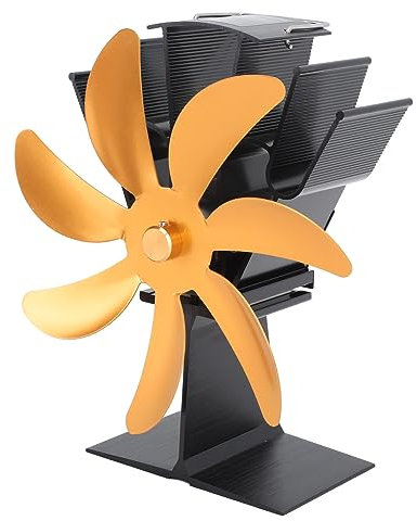 Heat Powered Aluminum Alloy Fireplace Fan, Silent Operation, 3-Blade Stove Fan with Heat Distribution for Fireplaces, Kerosene Stove, Wood Stove, Easy Installation (Gold)