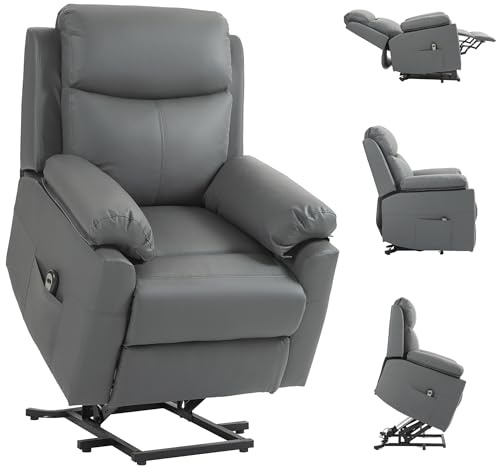 HOMCOM Riser and Recliner Chair for Elderly Overstuffed Charcoal Grey