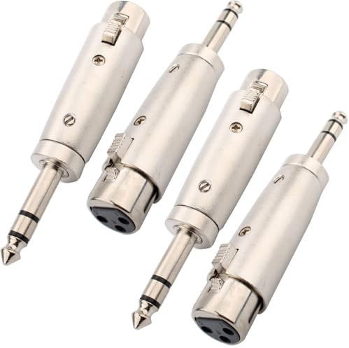 RUNCCI-YUN 4PCS XLR to Female 6.35mm Jack Changer,1/4Inch XLR TRS 6.35mm Stereo 3 Pin Audio Microphone Converter Coupler Connector
