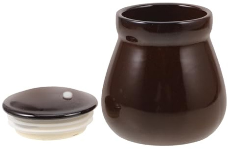 TOPBATHY Honey Pot Generous Storage Capacity with Airtight Seal Ceramic Beehive Honey Pot round Coffee Colour Kitchen Canister for Kitchen and Living Room Use