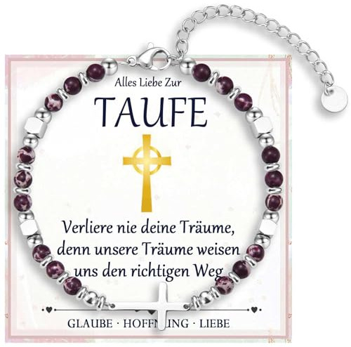 FAOMZQ Regalo per battesimo, cresima, bracciale con croce per ragazze, figlia, nipote, sorella, figlioccia, figlioccia, nonno, nonno, battesimo