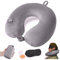 JetsCush Cuscino da Viaggio Gonfiabile, Cuscino Aereo con Maschera per Gli Occhi e Tappi per le Orecchie, Cuscino Gonfiabile da Viaggio per Aereo, Treno, Ufficio, Grigio