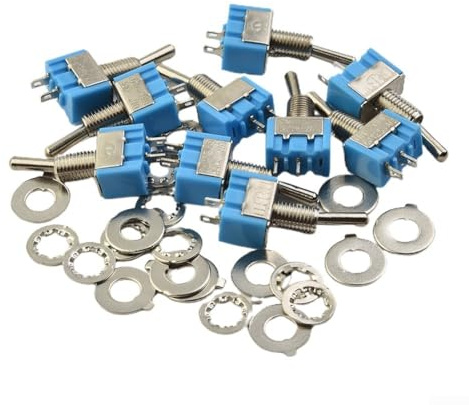 MTS101 Lot de 10 interrupteurs à bascule 2 broches SPST ON/OFF 2 positions 6 A 250 V AC