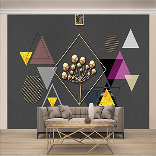 Papier Peint Panoramique Trompe l'oeil 3d Chambre Adulte Enfants Art Papier Peint Intissé Mural Moderne Toison Salon Chambre à Coucherr Salle L 200cm x 140cm (Largeur x Hauteur) Gris & Triangles