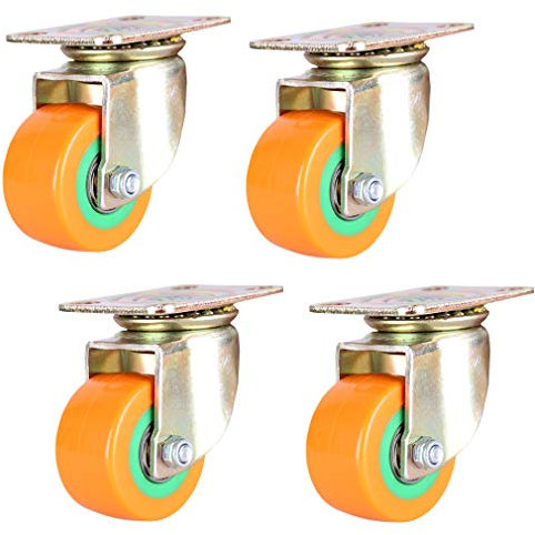 LyzqxHL Lenkrollen, Rad, Lenkrolle mit Bremsen, Hochleistungsrollen, Trolley-Möbelrollen, 2/50 mm Rollen, 360° drehbar, gebremstes Doppellager, verdickte Montageplatte, 4er-Set(Swivel)