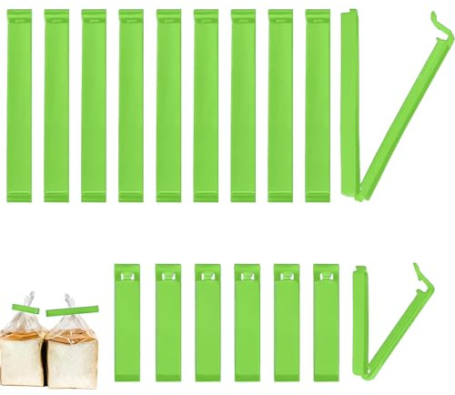 YOYEAH Set di 50 clip di chiusura grandi, 6 cm, 11 cm, clip di chiusura, sacchetto con design a scanalatura, per cucina e ufficio, colore verde