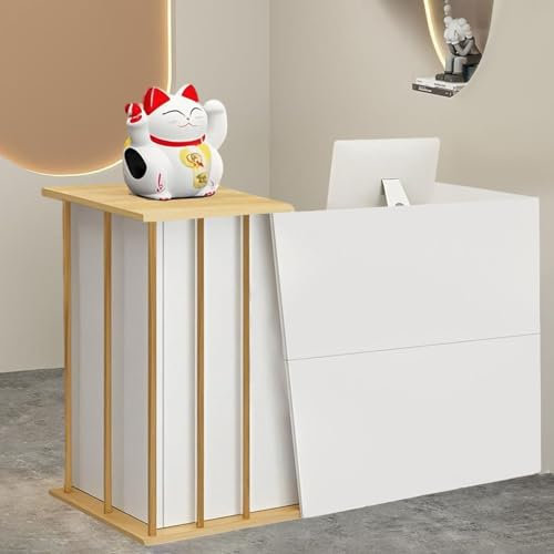 Empfangstresen mit Aufbewahrungsfächern - Moderne Verkaufstheke für Friseursalon oder Kosmetikstudio,Hotel Small Bar Beauty Salon Bekleidungsgeschäft Kassierer Rezepti(Size:100x40x90cm,Color:weiß)