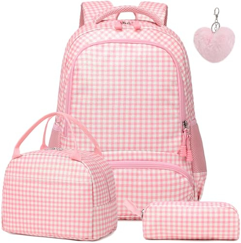 Kimwadalh Plaid Cartable Primaire Paillettes Sac à Dos Enfent Filles Scolaires,Set Sacs d'école Fille Cartables Primaires Sacs à Dos CE1 CE2 Fille