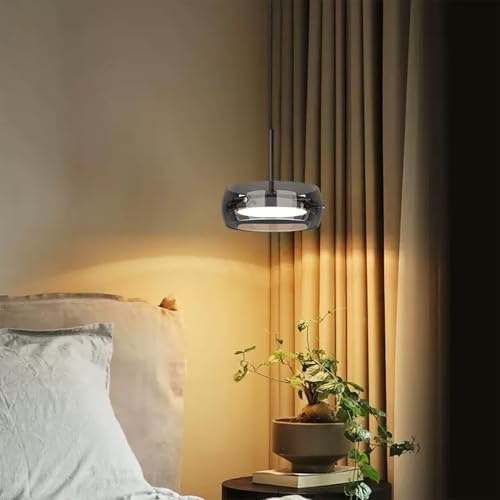 Bellastein Moderne LED Pendelleuchte Kristall Glas Hängelampe Esstischlampe, Led Hängeleuchte Dimmbar Mit Fernbedienung, Höhenverstellbar für Kücheninsel Büro Esszimmer Küche Deckenlampe (1Lichter)