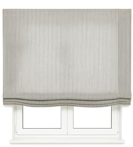 VIEWTEX - Estor Paqueto (Plegable sin Varillas) Translúcido Gris Rayas Brillo (Tejido 60% Poliéster + 40% Lino) - Medida: 90 x 250cm - Fabricado en España - para Puertas y Ventanas