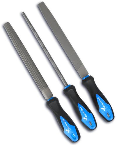 MORROWIND 3 Pcs Metal File Set, 8-Inch Carbon Steel Files with Flat, Half-Round, and Round Shapes, Heavy-Duty Hand Tools for Metal, Wood, Plastic and More, Blue
