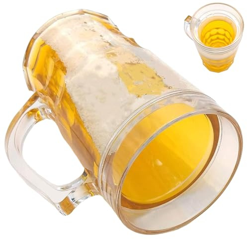 Chope à bière factice drôle et réaliste avec poignées - Article de farce adapté au lave-vaisselle - Décoration pour femmes, hommes, amis, famille