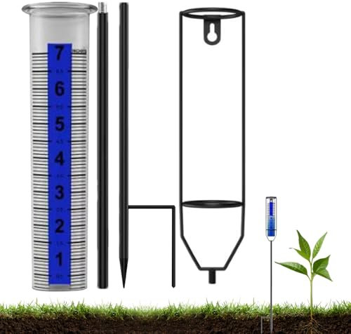 Pioggia professionale – Pluviometro esterno con picchetto di picchetto, misura precisa per l'acqua piovana, ideale per terrazze, giardini, fattorie con
