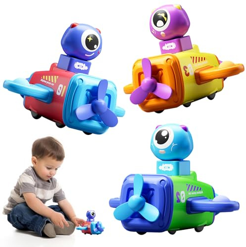 SPHERETRON Spielzeugautos ab 1 Jahr,3 Stück Baby Aufziehauto,Flugzeug Spielzeug Baby Flugzeug Spielzeug ab 1 Jahr,Fahrzeuge Geschenk für Kinder ab 1 2 3 Jahre