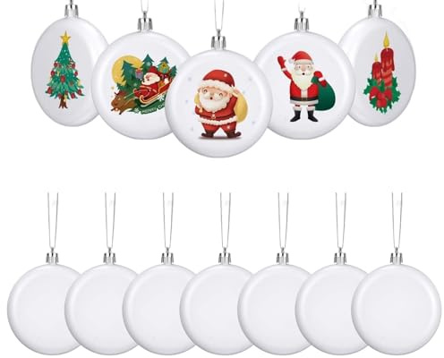Liakyunf Palline decorative per albero di Natale, 12 pezzi, opache, verniciabili, palline piatte bianche per albero di Natale, per cortile, giardino, patio, portico, matrimoni, davanzali interni