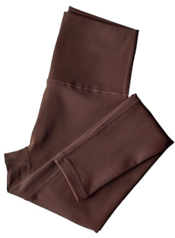 XIEHYA Varma yogabyxor dam fleecefodrade träningsbyxor hög midja termiska leggings ingen främre söm för vinter yoga löpning termiska leggings, Brun, S