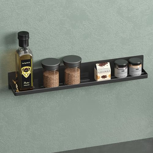Mai & Mai Magnetic Spice Rack, No Drill Storage Rack, Black | Space-Saving Storage | Strong Magnetic Hold | Fridge Organiser Shelf for Herbs, Spices and Kitchen Essentials, Reglo-01
