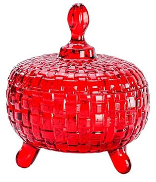 BSKJMMP Sucrier en verre rouge avec couvercle - 685 ml - Décoration en cristal - Pour bonbons, biscuits, collation - Bocal de rangement pour comptoir de cuisine, café - 1 pièce