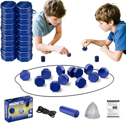 Juego de Mesa Ajedrez Magnético, Ajedrez Magnético (20 imanes) + 1* Bolsa + 1*Cuerda - Juegos de Mesa Imanes, Tablero de Ajedrezs Portátil para Familiares y Amigos Fiesta Viaje Acampar (Negro)