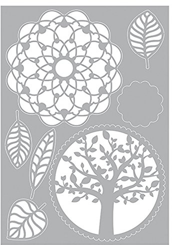 efco 9320951 Stencil, Baum Blätter Mandala Stencil, Kunststoff, Weiß, 29, 7 x 21 x 0, 1 cm