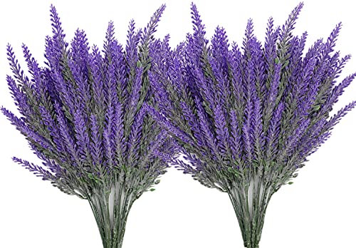 CATTREE Künstliche Pflanzen, Kunststoffsträucher, Blumen, Kunstrasen, künstlicher violetter Lavendel, lebensechter Blumenstrauß, Zuhause, Braut, Hochzeit, Party, Dekoration, Büro, Hof, Balkon, Innen