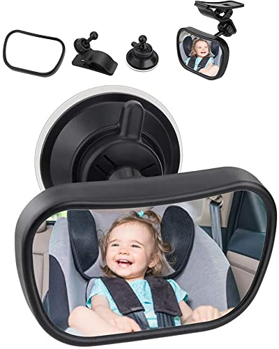 CHUER Rücksitzspiegel, Baby Kinder Rückspiegel, Rücksitzspiegel Baby, Rücksitzspiegel für Babys Kindersitz mit Saugnäpfe und Klammer, Einstellbare Auto Baby Ansicht hinten Sitz Baby Sicherheit Spiege