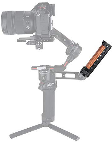 NICEYRIG Impugnatura per DJI RS 2, Manico in Legno con Fori Filettati Freddo Shoe Mount